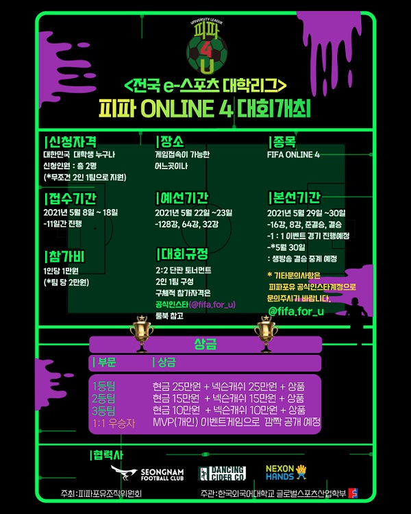 한국외대 글로벌스포츠산업학부, 비대면 e스포츠 대회 ‘피파 4 U’ 개최